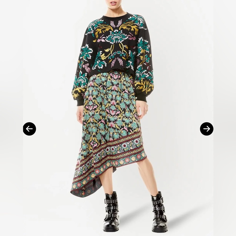 Alice + Olivia Multicolor Asymmetrical Midi Skirt